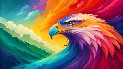 Obraz premium Vibrant Eagle Colorful Abstract Brushstroke Artwork