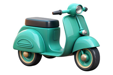 Retro teal scooter with vintage style isolated on transparent background
