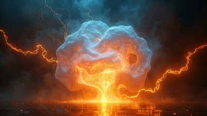 Electric flame interweaving art scene