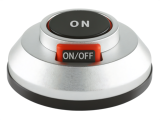Silver toggle switch isolated on a transparent background