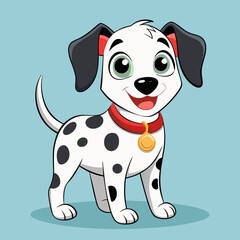 Fototapeta premium Cute Cartoon Dalmatian Puppy Illustration with Collar Pet Character