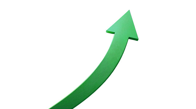 Curved green arrow symbolizing growth and positive direction in a minimalist design - Powered by Adobe
