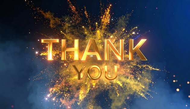 Golden "Thank You" explosion graphic