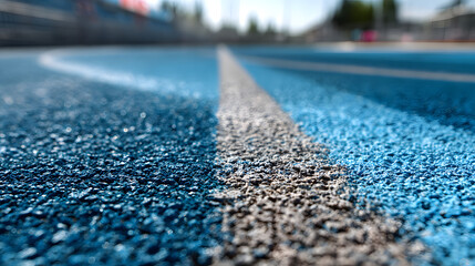 blue tartan running track texture at the stadium made of all-weather synthetic polyurethane surface designed for athletic performance and durability