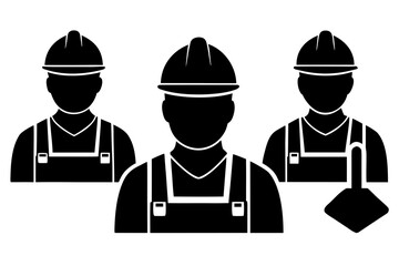 set of Construction worker vector silhouette illustration isolated on white background