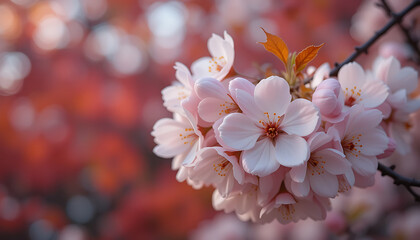 Close-up of Delicate Cherry Blossoms with Bokeh Background