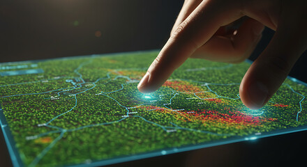 Interactive Digital Map of a Region with Detailed Overlay Data.