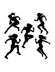 Fototapeta premium Female running sport training silhouette
