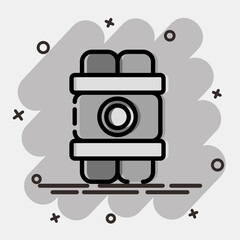 Icon time bomb. Military and war elements. Icon in comic style.