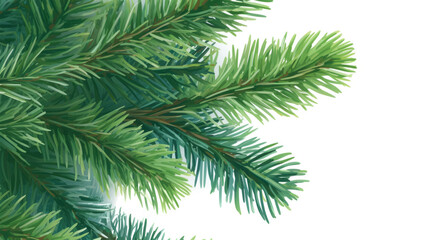 Obraz premium pine needles in cool green tones, minimalist winter composition on white background