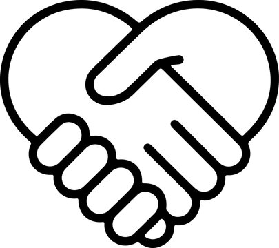 Heart shaped handshake icon symbolizing love partnership and strong connection