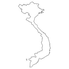 Vietnam map illustration hand drawn outline vector