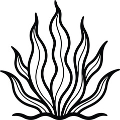 Seaweed Outline Vector Illustration on White Background