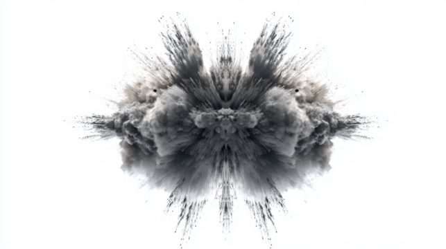 Symmetrical explosion forming mandala minimal on white