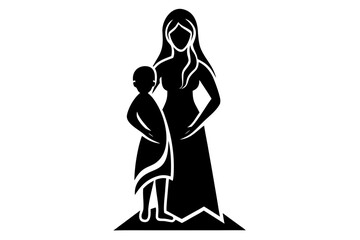 Vector art of silhouette of  A Mother's Love