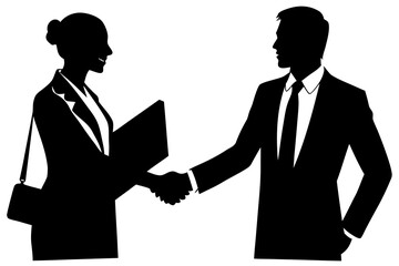 Vector art of silhouette of  business people shaking hands