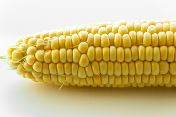 Extreme close-up of corn kernels, showing smooth texture and natural shine.