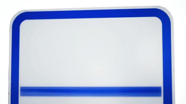 Closeup of a blank  screen with a blue border at the top
