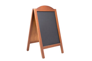 a wooden sign with a blackboard on it