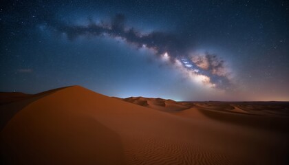 Obraz premium Milky Way Galaxy Over Orange Sand Dunes at Night