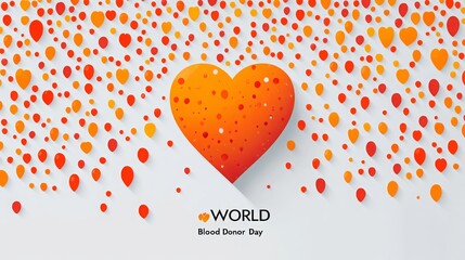 World Blood Donor Day poster design template with a red drop and hands on a white background