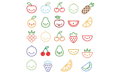 Fruit Icon Collection – Cute, Minimal, and Colorful Fruit Vectors for Design Projects
