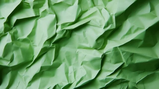 Crumpled green paper highlights texture and contrast in an artistic setting