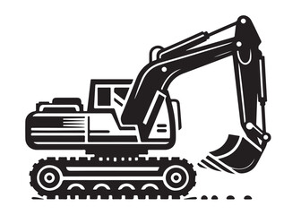 excavator logo silhouette vector, vector silhouette excavator logo design, black digger logo Silhouette illustration, silhouette of excavator logo silhouettes vector on a white background