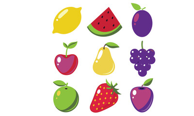 Fruit Icon Collection – Cute, Minimal, and Colorful Fruit Vectors for Design Projects