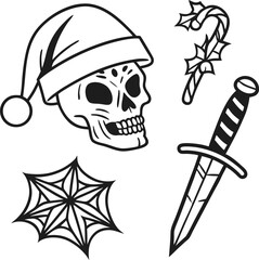 A vector illustration of a scary pirate skull and crossbones with a sword, symbolizing danger and death