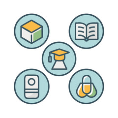 Flat Design Education Icon Set for Print and Digital