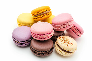 Obraz premium Dessert macaron cake or macaroons on white background 