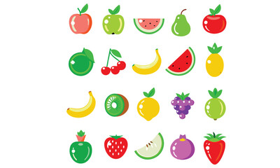 Fruit Icon Collection – Cute, Minimal, and Colorful Fruit Vectors for Design Projects