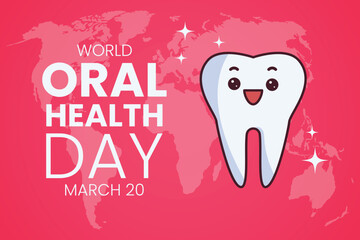 World Oral Health Day is celebrated on March 20 for banner, poster background. Vector