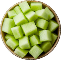 Fresh green jelly cubes in a bowl. Raw material.