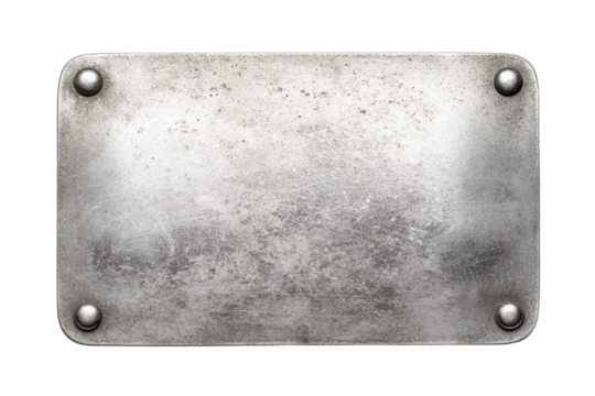 a metal plate with rivets on a white background
