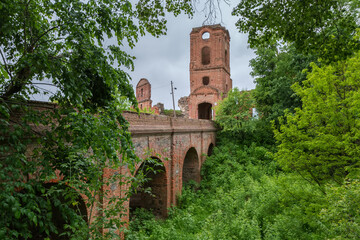 Ruins of medieval Korets Castle from main entrance side, Ukraine
