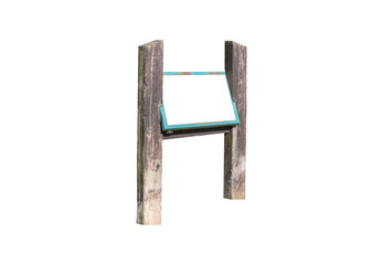 A wooden interpretation signage panel, isolated with a transparent background.