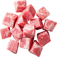 Turkish delight cubes in a scattered arrangement. Raw material.
