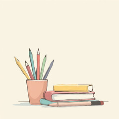 Fototapeta premium Colorful Pencils Arranged Around a Blank White Space