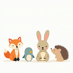 Fototapeta premium Cartoon Animals Border with Copy Space