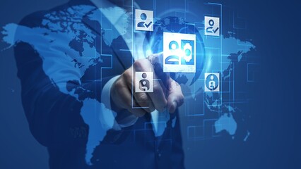 Global Digital Network Concept with Business Technology in Blue Tones Showing Innovation