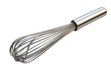 Basic metal whisk with looped wires isolated on white background