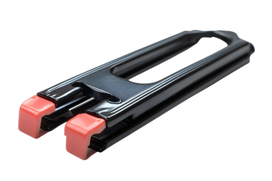 Basic plastic binder clip in open position isolated on white background