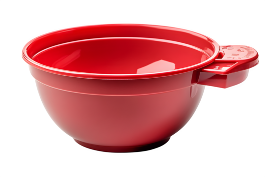 Basic plastic measuring cup with metric markings isolated on white background