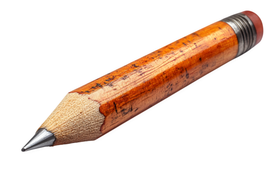 Wooden pencil with sharpened tip isolated on white background