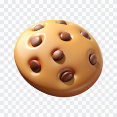 3D Chocolate Chip Cookie PNG | Sweet Snack Dessert Icon in 3D Style