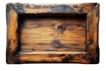 Wooden picture frame with natural grain visible isolated on white background