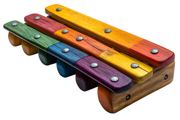 Xylophone with colorful keys isolated on white background