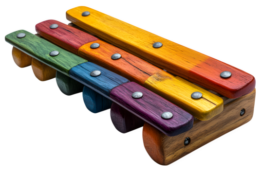 Xylophone with colorful keys isolated on white background